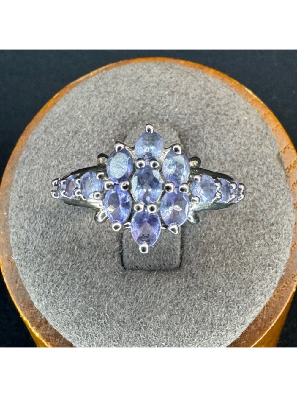VTG Solid Sterling Silver 925 Oval Cut Tanzanite Statement Ring Size 7.75